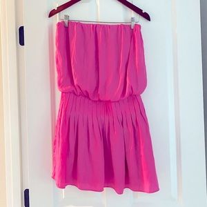 Pink strapless mini dress